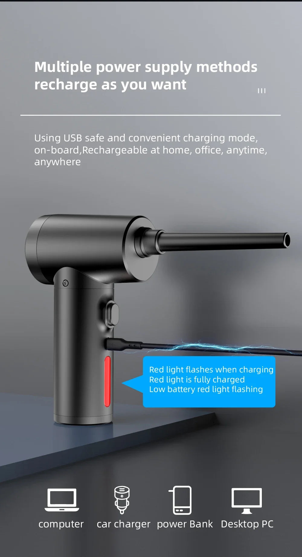 Xiaomi Wireless Air Duster 50000 RPM Dust Blowing Gun USB