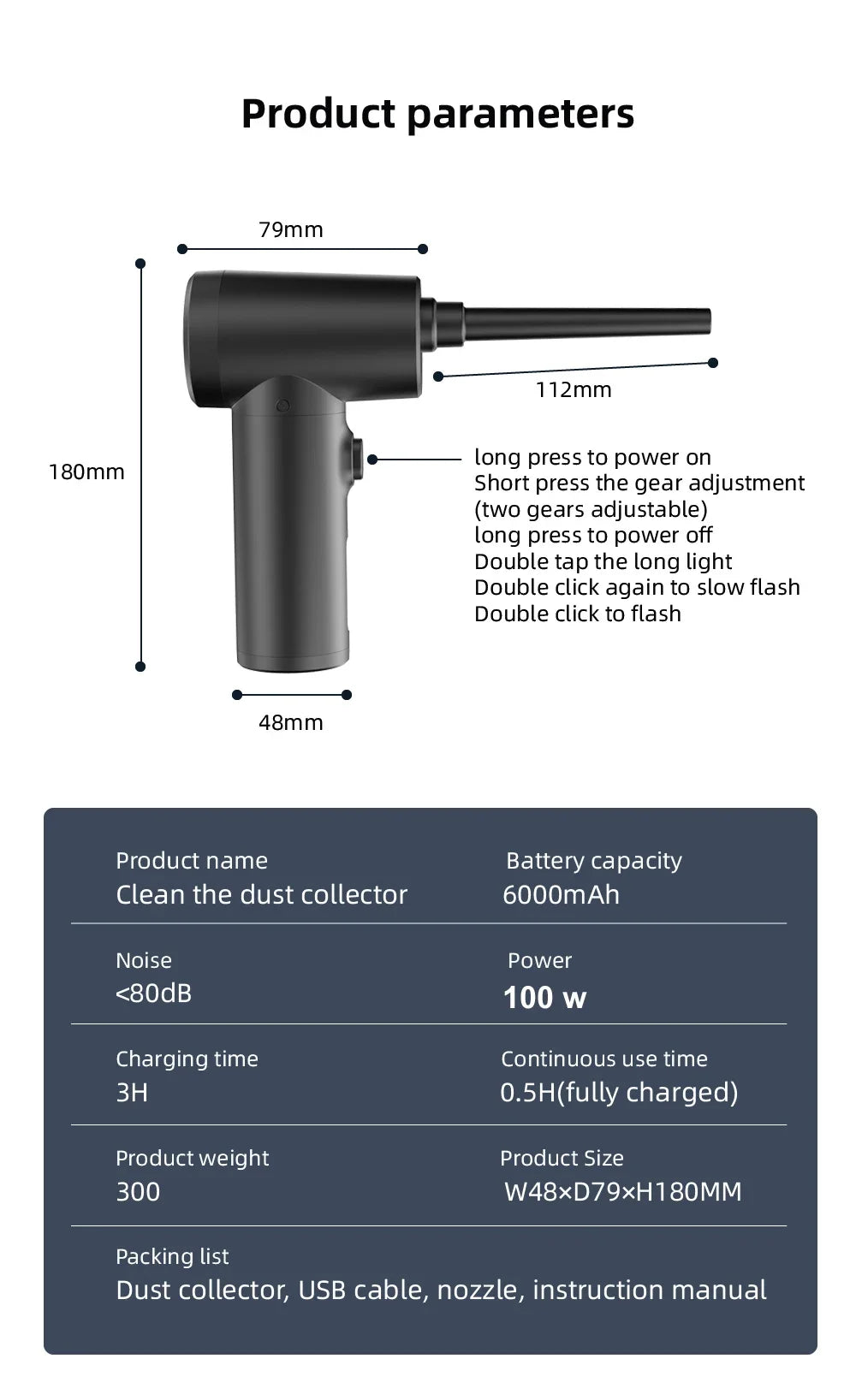 Xiaomi Wireless Air Duster 50000 RPM Dust Blowing Gun USB